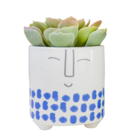 KitchenCraft Ceramic Plant Pot with Happy Face Design