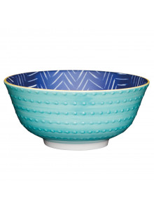KitchenCraft Contrasting Blue Chevron and Spotty Ceramic Bowls