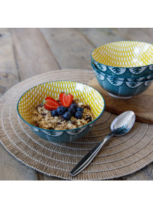 KitchenCraft Leafy Green Print Ceramic Bowls