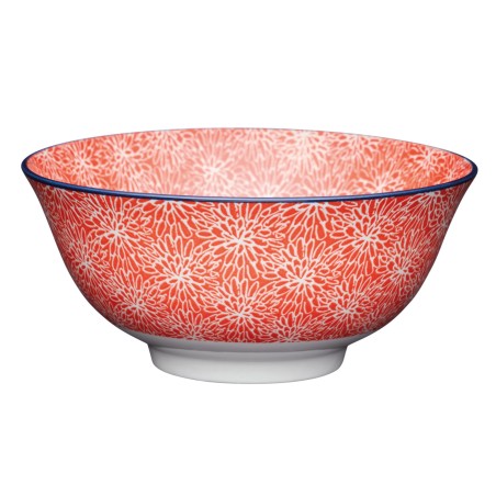 KitchenCraft Red Floral and Blue Edge Ceramic Bowls