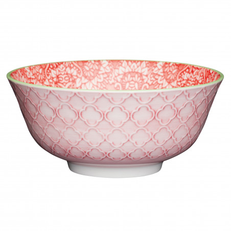 KitchenCraft Red and Pink Victorian Style Print Ceramic Bowls