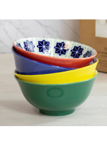 KitchenCraft Patterned Cereal Bowl Set in Gift Box, Ceramic, 'World of Flavours' Designs, 15cm, 4 Pieces