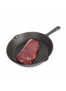 KitchenCraft Deluxe Cast Iron 24cm Round Ribbed Grill Pan