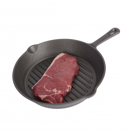 KitchenCraft Deluxe Cast Iron 24cm Round Ribbed Grill Pan