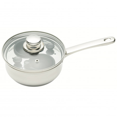 KitchenCraft Stainless Steel 16cm Two Hole Egg Poacher