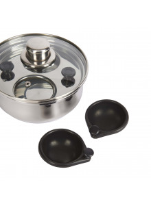 KitchenCraft Stainless Steel 16cm Two Hole Egg Poacher