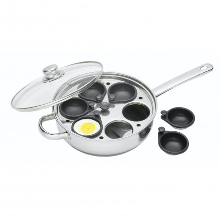 KitchenCraft Stainless Steel 28cm Six Hole Egg Poacher