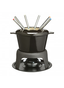 MasterClass Cast Iron Enamelled Black Fondue Set