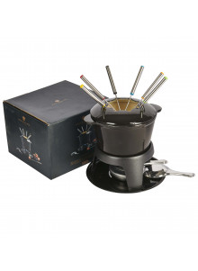 MasterClass Cast Iron Enamelled Black Fondue Set