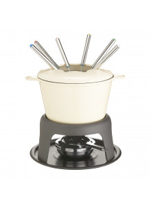 MasterClass Cast Iron Enamelled Cream Fondue Set