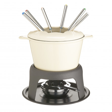 MasterClass Cast Iron Enamelled Cream Fondue Set