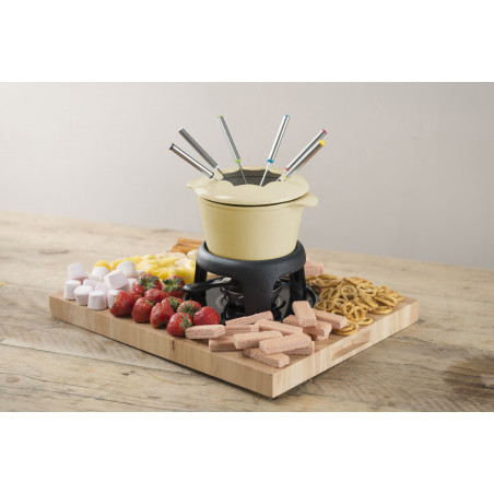 MasterClass Cast Iron Enamelled Cream Fondue Set