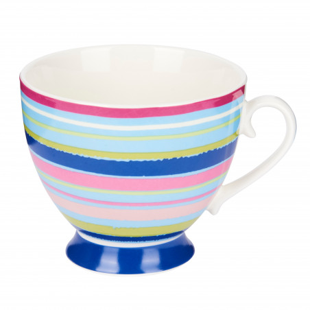 KitchenCraft China Bright Stripe 400ml Footed Mug