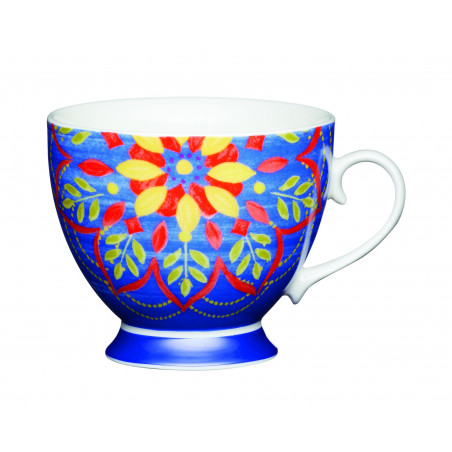 KitchenCraft China Moroccan Blue 400ml Footed Mug