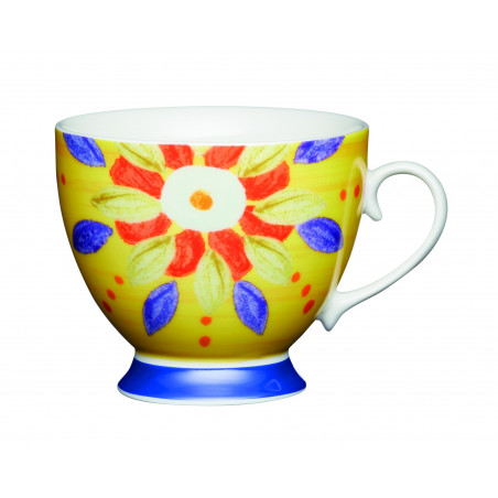 KitchenCraft China Moroccan Yellow 400ml Footed Mug