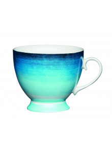 KitchenCraft China Blue Ombre Stripe 400ml Footed Mug