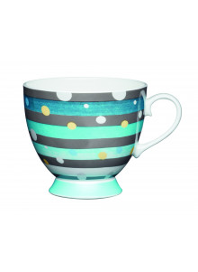 KitchenCraft China Spot Stripe 400ml Footed Mug