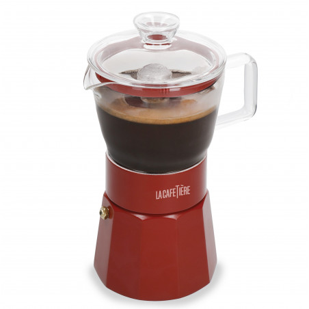 La Cafetière Verona Glass Espresso Maker, 6-Cup, Red