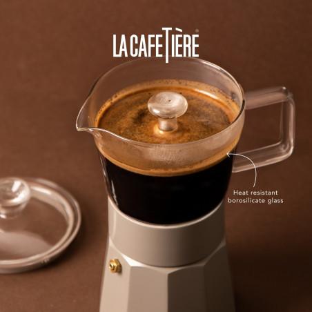 La Cafetière Verona Glass Espresso Maker, 6-Cup, Latte