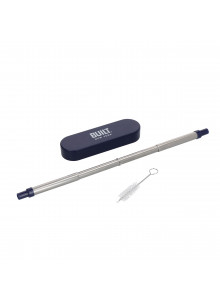 BUILT Retractable Straw with Case, Stainless Steel, Navy