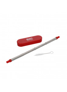 BUILT Retractable Straw with Case, Stainless Steel, Red