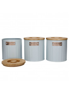 KitchenCraft Tea, Coffee and Sugar Canisters Set of 3, 1L - Light Blue