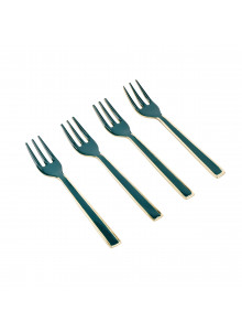 Artesà Mini Serving Forks, Set of 4 - Green and Gold