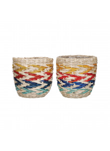 KitchenCraft Set of 2 Seagrass Planters with Rainbow Stripe Design