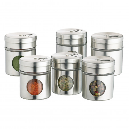 Home Made Set of 6 Stainless Steel Spice Jars