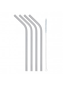 KitchenCraft Pack of Four Stainless Steel Reusable Drinks Straws