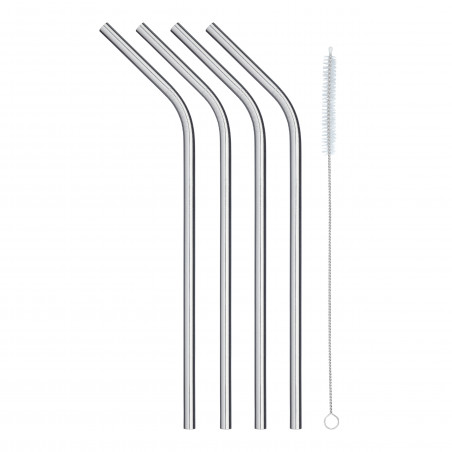 KitchenCraft Pack of Four Stainless Steel Reusable Drinks Straws