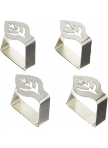 KitchenCraft Set of 4 Leaf Shaped Stainless Steel Table Cloth Clips