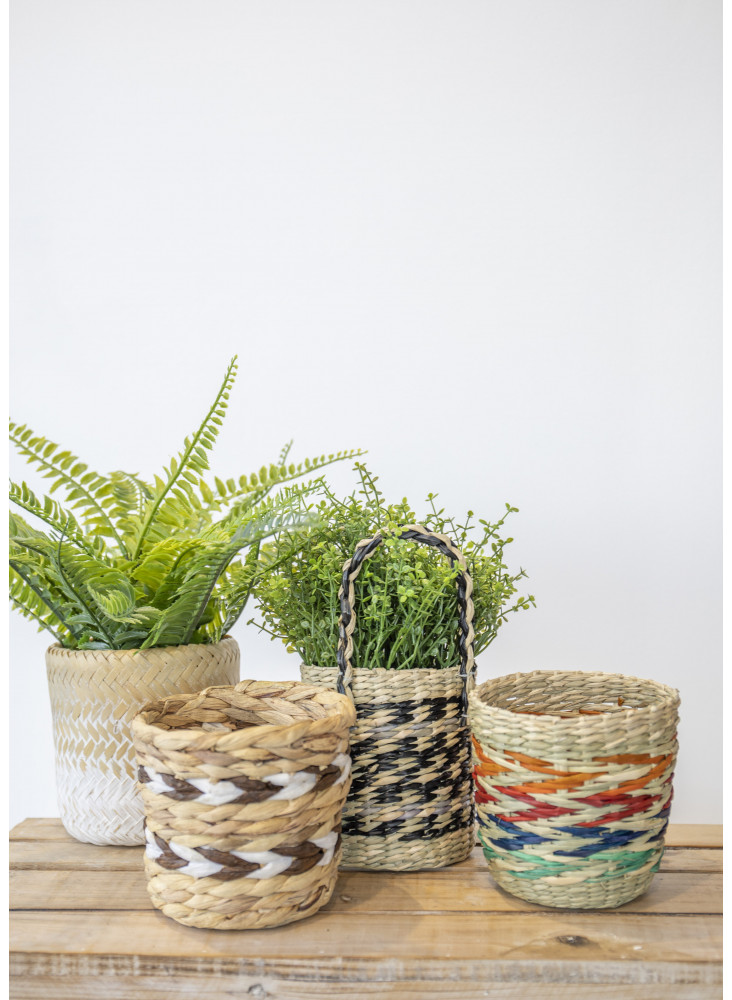 KitchenCraft Set of 2 Water Hyacinth Planters with Chevron Design