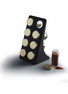 MasterClass Eight Jar Spice Rack with Matt Black and Brass Finish