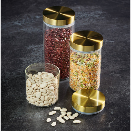 MasterClass Airtight Medium Glass Food Storage Jar with Brass Lid
