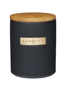 MasterClass Stoneware and Brass Effect Coffee Canister with Airtight Bamboo Lid