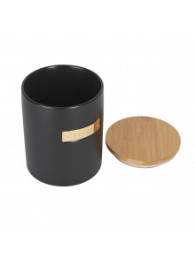 MasterClass Stoneware and Brass Effect Sugar Container with Airtight Bamboo Lid
