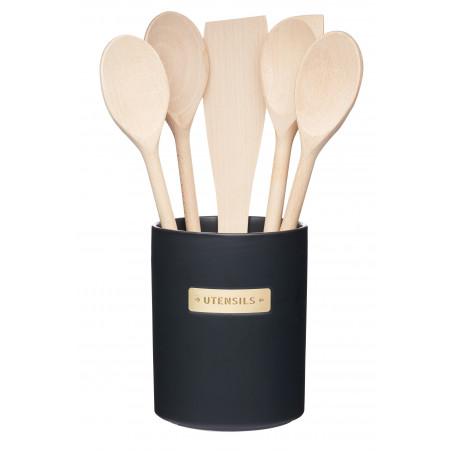 MasterClass Stoneware and Brass Effect Kitchen Utensil Holder