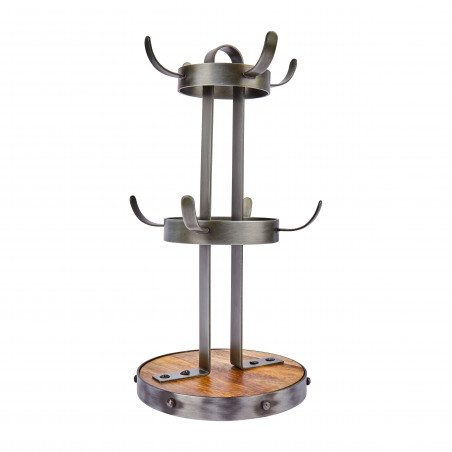 Industrial Kitchen Metal / Wooden Mug Tree Stand