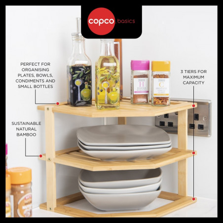 Copco Bamboo 3-Tier Kitchen Corner Storage Shelf