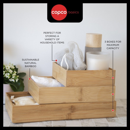 Copco Bamboo Home Organisers, Set of 3