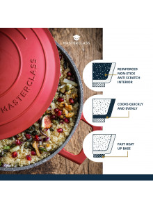 MasterClass 4L Cast Aluminium Casserole Dish, Red