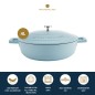 MasterClass 4L Cast Aluminium Shallow Casserole Dish, Sky Blue MasterClass 4L Cast Aluminium Shallow Casserole Dish, Sky Blue