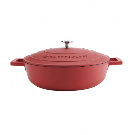 MasterClass 4L Cast Aluminium Shallow Casserole Dish, Red