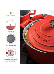 MasterClass 5L Cast Aluminium Casserole Dish, Red