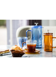 La Cafetière Colour Amber Tea Cup and Saucer