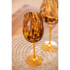 BarCraft Set of 2 Wine Glasses with Tortoise Shell Finish