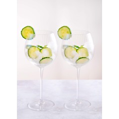 BarCraft Set of 2 Ridged Balloon Glasses