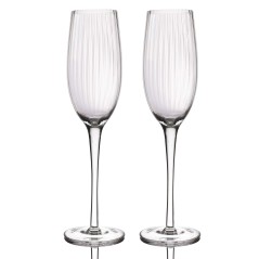 BarCraft Set of 2 Ridged Champagne Flutes