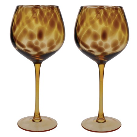 BarCraft Set of 2 Gin Glasses with Tortoise Shell Finish